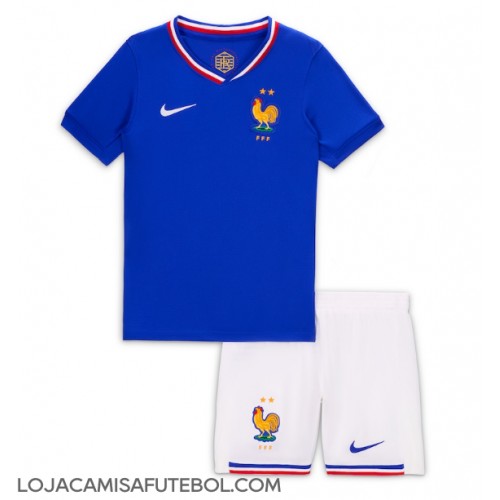 Camisa de Futebol França Equipamento Principal Infantil Europeu 2024 Manga Curta (+ Calças curtas)